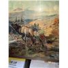 Image 4 : Framed Print of Elk in Mountain Landscape Scene