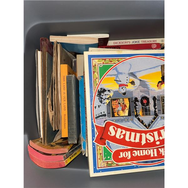 Vintage Books and 78 RPM Records in Bin