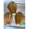 Image 1 : 3 Amber Frosted Art Deco Glass Wall Sconce Shades