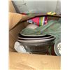 Image 1 : Kitchenware Lot: Plates, Bowl, Glass Canister, and Plastic Items