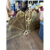 Image 1 : Brass Folding Fireplace Fan Screen with Cherub Motif