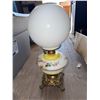 Image 1 : Glass Hand-Painted Table Lamp with Ornate Brass Base