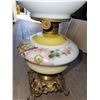 Image 2 : Glass Hand-Painted Table Lamp with Ornate Brass Base