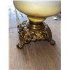 Image 3 : Glass Hand-Painted Table Lamp with Ornate Brass Base