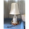 Image 1 : Porcelain Figure Lamp and Cheese Boxes with Mixed Books in Tote