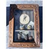 Image 1 : Wooden Framed Western Theme Wall Clock with 3D Cowboy Decor