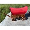 Image 1 : Wood and Red Canvas Covered Wagon Electric Lamp Decor