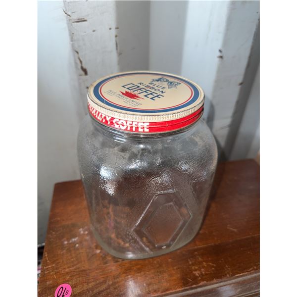 Blue Ribbon Coffee Glass Jar with Metal Lid