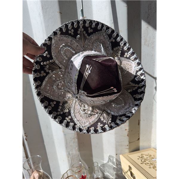 BELRI HAND Black and Silver Mexican Charro Sombrero