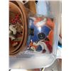 Image 2 : Lot: Tony the Tiger Kellogg's Camera, Ceramic Animal Figurines, Belt, and Wooden Thermometer Decor