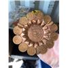 Image 1 : Copper Ashtray with Mexican Coin Embellishments and Aztec Calendar Motif