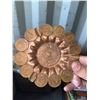 Image 4 : Copper Ashtray with Mexican Coin Embellishments and Aztec Calendar Motif