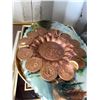 Image 5 : Copper Ashtray with Mexican Coin Embellishments and Aztec Calendar Motif