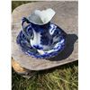 Image 1 : English Flow Blue Ironstone Pitcher and Wash Basin Set