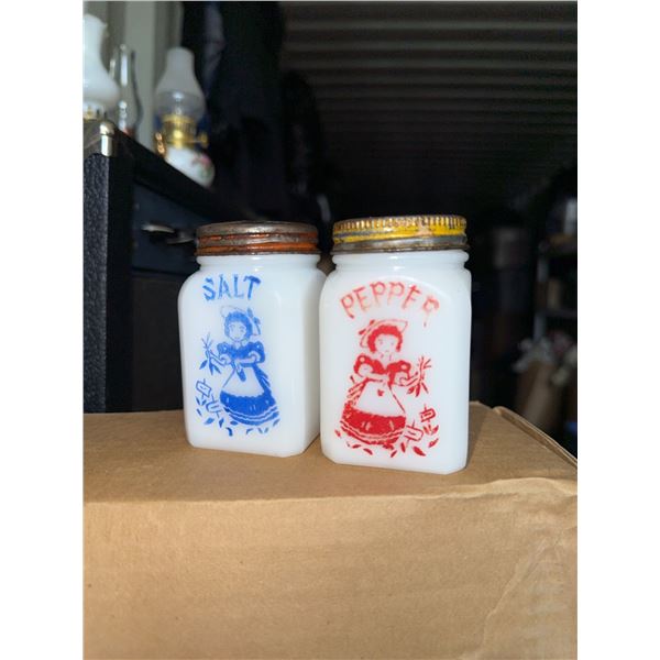 Household Assortment: Salt & Pepper Shakers, Porcelain Lamp, Dishes, Music Box