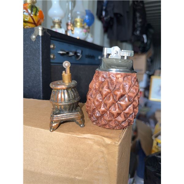 Table Lighters Including Pinecone, Stove, and Train Designs