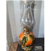 Image 1 : Glass Chimney Oil Lamp with Multicolour Ceramic Base