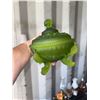 Image 7 : Green Satin Uranium Glass Lidded Candy Dish with Floral Design