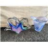 Image 1 : Art Glass Pieces, Abstract Dish and Swirl Vase