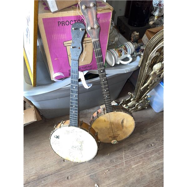 4-String Banjos, One with Hand-Drawn Artwork