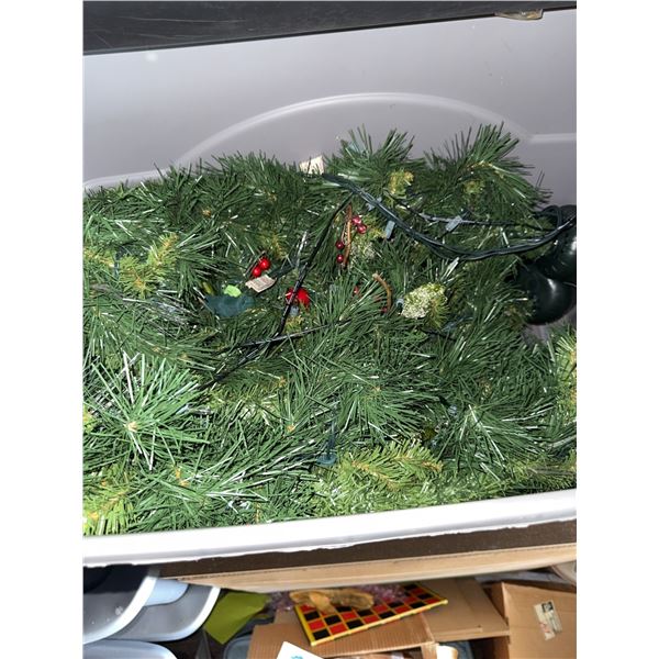 Artificial Christmas Garland With Lights in Storage Bin