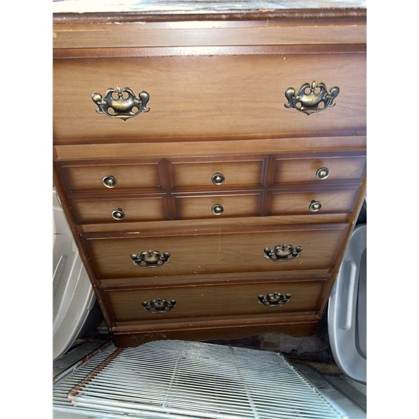 Five-Drawer Wood Dresser with Brass-Tone Handles