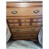 Image 1 : Five-Drawer Wood Dresser with Brass-Tone Handles