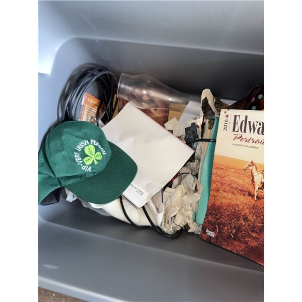 Box Lot: 2016 Edward S. Curtis Calendar, Plastic Hunter Figurine, Sharp VCR & Miscellaneous Items
