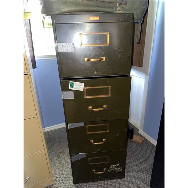 Five-Drawer Metal Filing Cabinet with Brass Handles