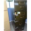 Image 2 : Five-Drawer Metal Filing Cabinet with Brass Handles