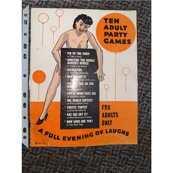 Ten Adult Party Games Booklet For Adults Only 1957