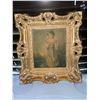 Image 1 : Framed Print of Young Girl Holding a Lamb in Ornate Gold Frame
