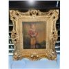 Image 1 : Framed Print of Child Holding Lamb in Ornate Gold-Tone Frame