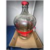 Image 1 : Large Clear Glass Carboy with Red Plastic Handle and Cap