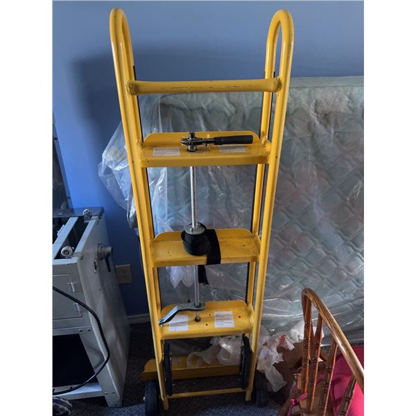 Yellow Metal Hand Truck Dolly with Ratchet Strap System