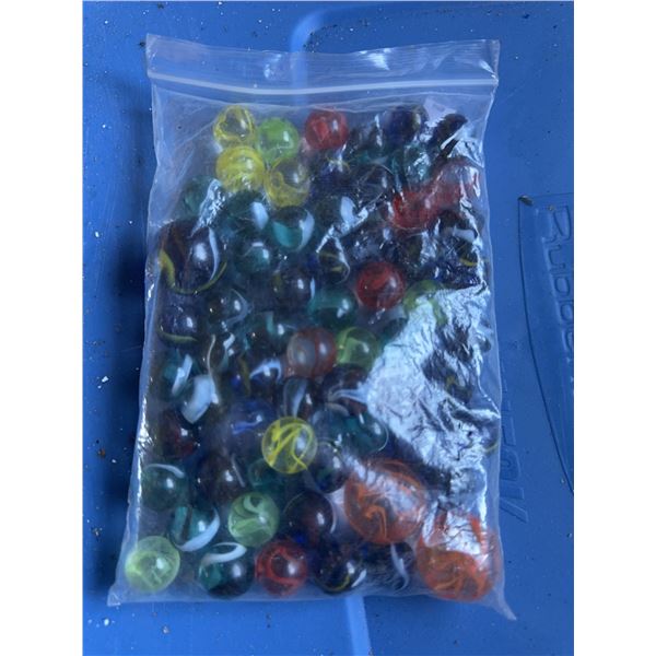 Bag of Assorted Glass Marbles with Coloured Swirls