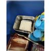 Image 10 : Collectibles Lot: Smurf Doll, Booth Reddimond Herring Jar, 22K Gold Plate