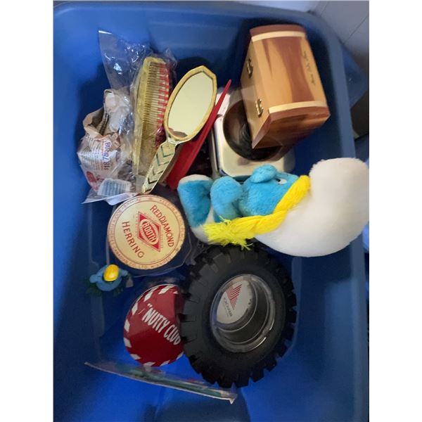 Collectibles Lot: Smurf Doll, Booth Reddimond Herring Jar, 22K Gold Plate