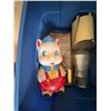 Image 1 : Plastic Pig Bank with Blue Hat and Red Overalls