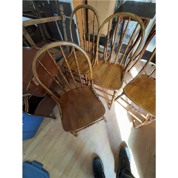 4 Wooden Windsor-Style Dining Chairs