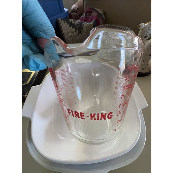 Fire-King 4 Cup Glass Measuring Cup with Red Markings