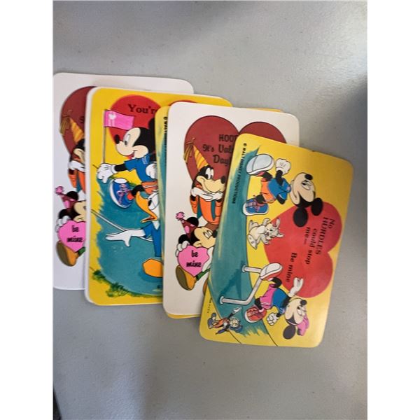 4 Vintage Mickey Mouse Valentine post Cards