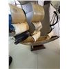 Image 2 : Sailing Ship Model With Horn Sails and Wood Base