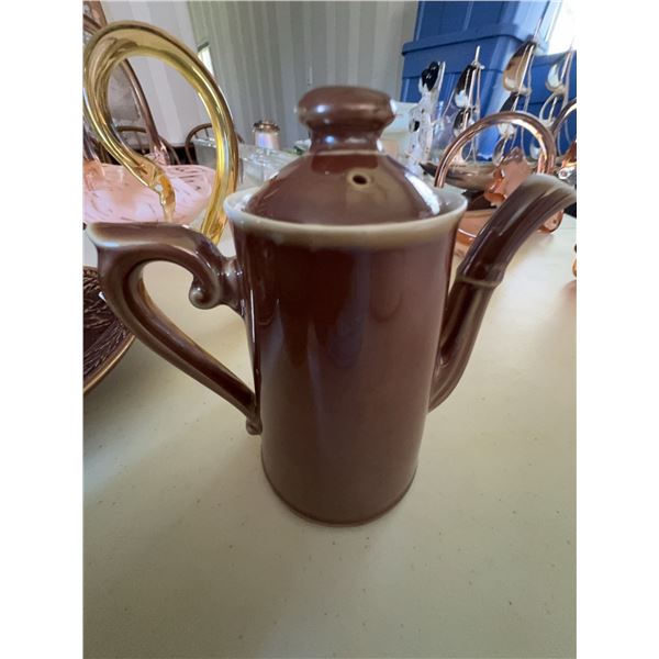 Vallauris France Pottery Coffee Pot Brown Glaze