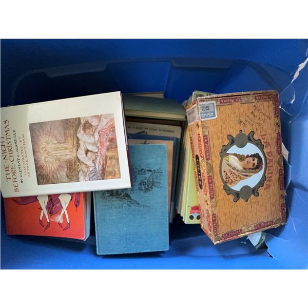 Vintage Hardcover and Paperback Books with La Palina Cigar Box