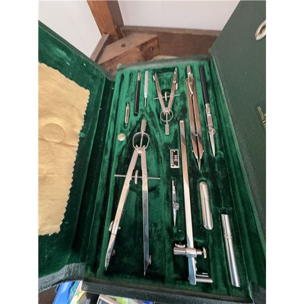 KEUFFEL & ESSER Drafting Set in Green Velvet-Lined Case