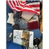 Image 2 : Collectibles Lot: Belt Buckles, Book, Flag, and Mixed Ephemera