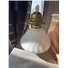 Image 1 : Brass and White Pressed Glass Kerosene Lamp Base