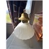 Image 2 : Brass and White Pressed Glass Kerosene Lamp Base