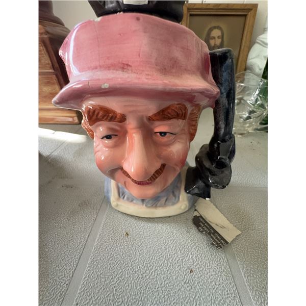 Royal Doulton Character Jug with Pink Hat and Brown Mustache